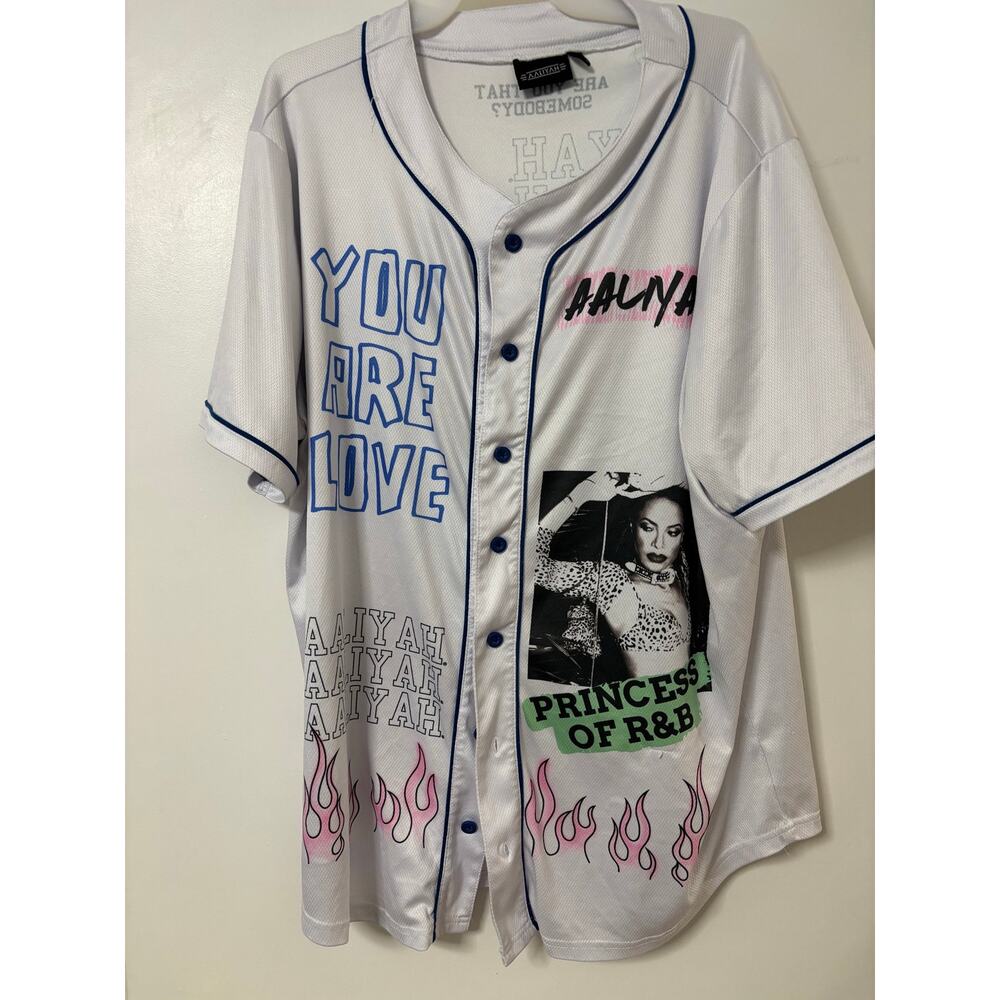 Aaliyah Graphic Baseball Jersey Shirt Size 2XL Princess R&B Tribute Streetwear